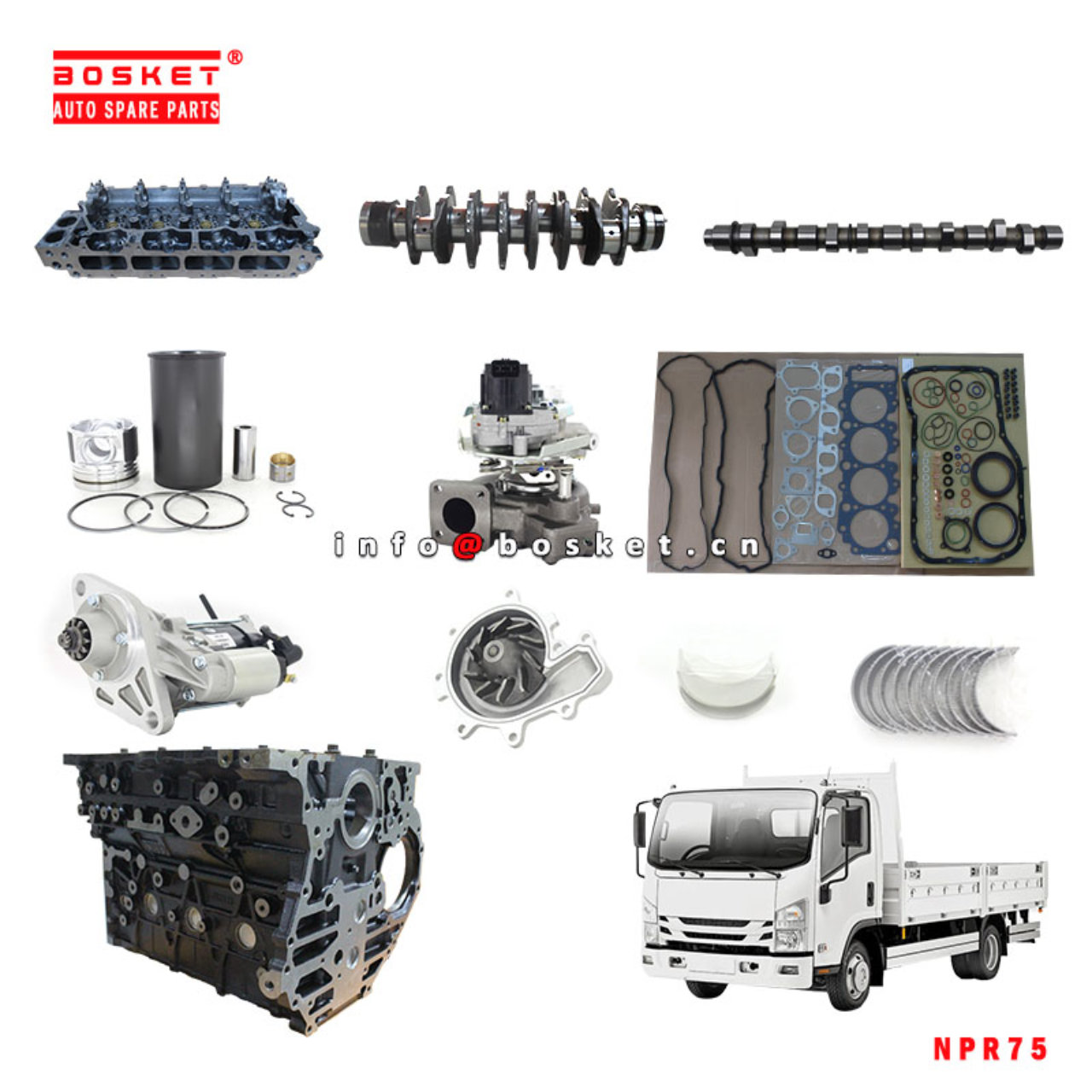 Wholesale Japanese Truck Parts for Isuzu NPR75 NQR75 NKR77 NLR85 NHR NMR QKR ELF 700P 600P 4HK1 4HG1