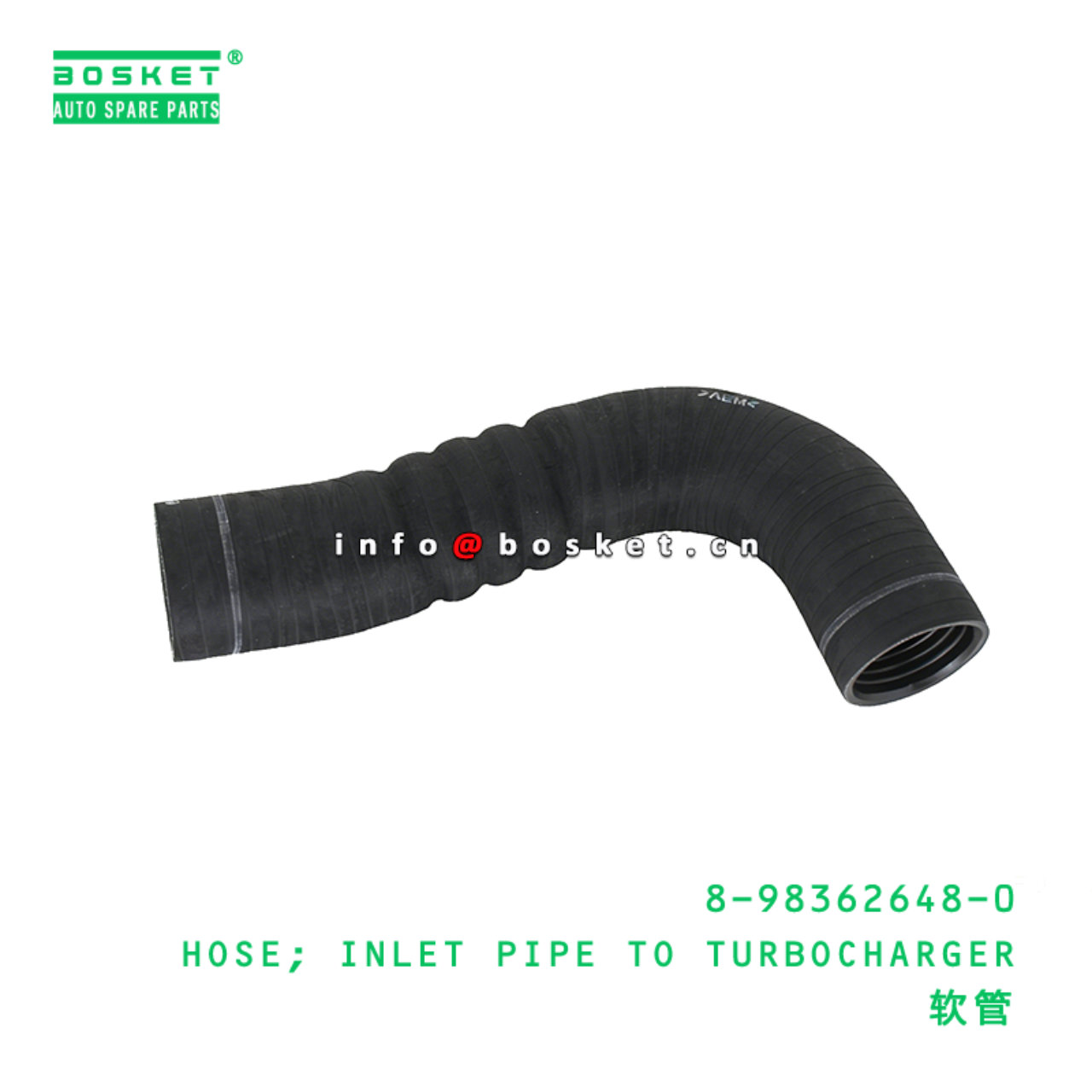 8-98362648-0 HOSE; INLET PIPE TO TURBOCHARGER Suitable for ISUZU 8983626480